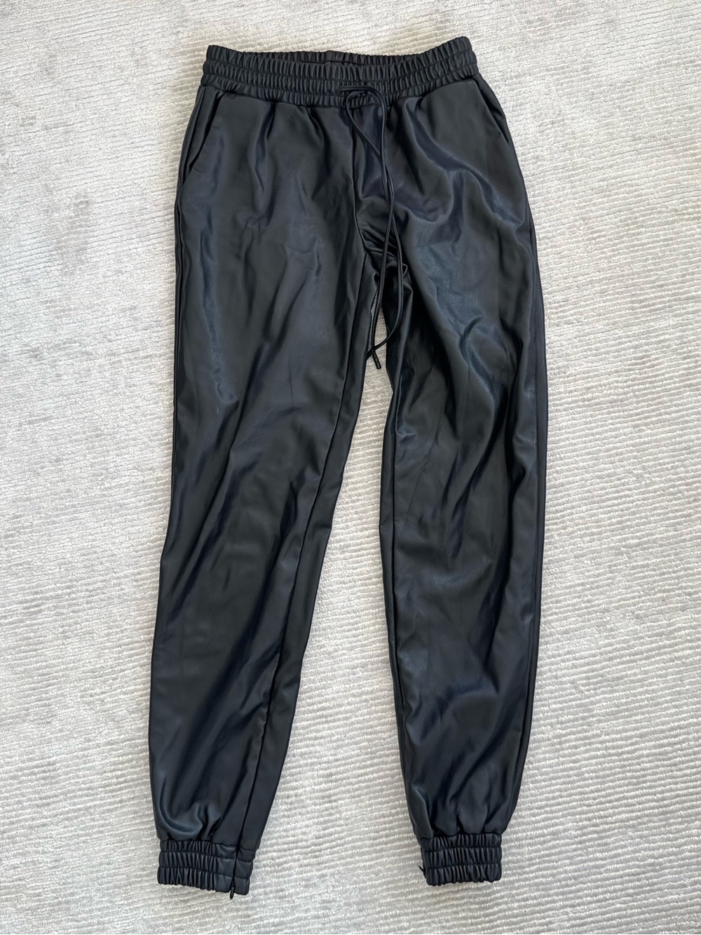 MICHAEL Michael Kors Black Faux Leather Jogger Pants